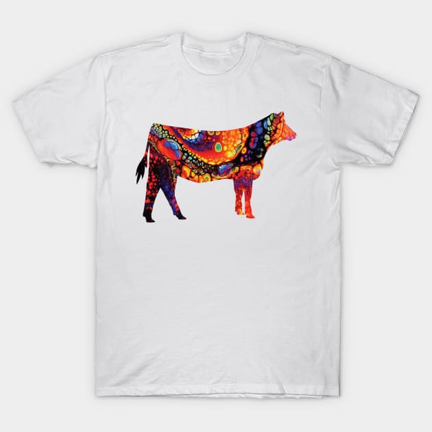 Livestock Farm Girl Show Heifer with Marble Background T-Shirt by SAMMO